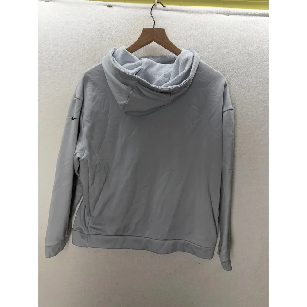 Nike Hoodie Women Medium Grey Therma-FIT Script Logo Pullover 3506